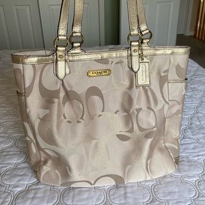 Authentic Large Gold Coach Bag